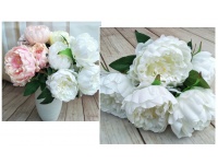 Bukiet sztuczny PIWONIA biała 48 cm 5 kwiatów 12 cm