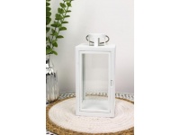 Latarnia, latarenka plastik-szkło Prostokąt z drzwiczkami 21x10x10 cm - biała