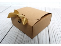 Pudełko, kartonik prezentowe składane ze wstążką SZARE EKO  13x11,5x5 cm