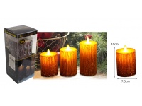 Świeca, świeczka LED pień drzewa ruchomy płomień 10x7,5 cm