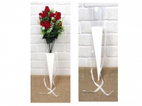 Torebka, ROŻEK papierowy na kwiaty biały 40,5x5,5x5,5 cm z plastikowym wkładem - 1 szt