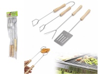 Akcesoria do grillowania z drewnianą rączką 35 cm - kpl 3 el
