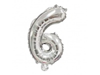Balon foliowy SREBRNA CYFRA 6 (80 cm)