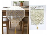 Bieżnik, szarfa na stół świąteczny, bożonarodzeniowy LIŚCIE 180x35 cm ZŁOTY