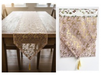 Bieżnik, szarfa na stół świąteczny, bożonarodzeniowy ORGANZA 180x32 cm RÓŻOWO ZŁOTY