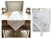 Bieżnik, szarfa na stół świąteczny, bożonarodzeniowy FALE 180x35 cm SREBRNY