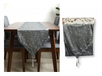 Bieżnik, szarfa na stół świąteczny, bożonarodzeniowy GWIAZDKI welur 180x32 cm SZARY