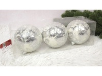 Bombka styropianowa 10 cm, kpl 3 szt BIAŁO-SREBRNA
