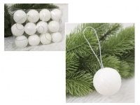 Bombka styropianowa - 4 cm BIAŁA brokacona - kpl 12 szt