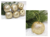 Bombka styropianowa - 6 cm JABŁKO ZŁOTA brokacona - kpl 6 szt