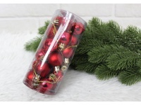 Bombki 3 cm CZERWONE - kpl 24 szt