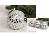 Bombki kula disco 8 cm SREBRNE kpl. 3 szt