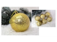 Bombki plastik młotkowane 6,5 cm - kpl 6 szt ZŁOTE