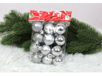 Bombki plastikowe 3 cm SREBRNE kpl. 12 szt