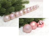 Bombki plastikowe TUBA 4 cm - kpl. 9 RÓŻOWE (połysk, mat, brokat)