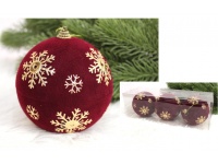 Bombki ŚNIEŻYNKI flokowane 10 cm BORDOWE kpl. 3 szt
