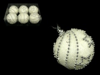 Bombki styropianowe srebrne koraliki 6 cm - kpl 6 szt w pudełku