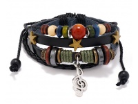 Bransoletka z koralikami klucz wiolinowy 17x0,6 cm CZARNA