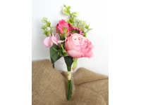 Bukiet, bukiecik pęczek RÓŻA wys. 26 cm, 5 łodyg (kwiat 8-4 cm) RÓŻOWA