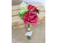 Bukiet, bukiecik pęczek RÓŻA z dodatkami wys. 27 cm, 5 łodyg (kwiat 8-4 cm) CZERWONA