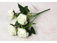 Bukiet, bukiecik RÓŻA wys. 26 cm, 5 łodyg (5 kwiatów 5x3 cm) BIAŁA