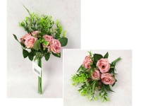 Bukiet, bukiecik RÓŻA z dodatkami wys. 33 cm, 7 łodyg (7 kwiatów 5x3 cm) RÓŻOWA