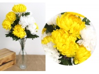Bukiet CHRYZANTEMA dwa kolory wys. 50 cm 14 łodyg (14 kwiatów 11 cm) ŻÓŁTO-BIAŁY