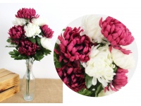 Bukiet CHRYZANTEMA dwa kolory wys. 50 cm 14 łodyg (14 kwiatów 11 cm) CIENMNORÓŻOWO-BIAŁY
