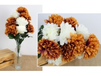 Bukiet CHRYZANTEMA dwa kolory wys. 52 cm 14 łodyg (14 kwiatów 13 cm) RUDO-ŚMIETANOWY