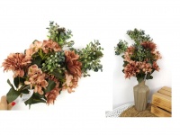 Bukiet DALIA (3 kwiaty 12 cm), HORTENSJA (3 kwiaty 12 cm) wys. 48 cm z dodatkami KARMELOWA