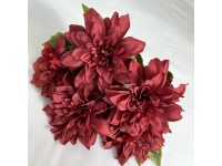 Bukiet DALIA 5 kwiatów (14 cm) łodyga 45 cm BORDOWA