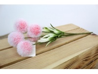 Bukiet FUTRZANE KULKI ping pong 5 kwiatów 25 cm RÓŻOWE
