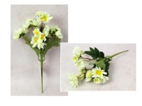 Bukiet GERBERA wys. 32 cm, 5 łodyg (15 kwiatów 4-2,5 cm) ECRU z cytrynowym środkiem