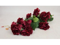 Bukiet HORTENSJA wys. 75 cm, 7 łodyg (8 kwiatów 10x6 cm) BORDOWA