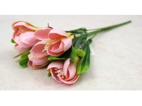 Bukiet KROKUS gumowy 32 cm, 6 łodyg (6 kwiatów 7x5 cm) RÓŻOWY jasny