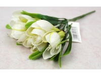 Bukiet KROKUS gumowy 32 cm, 6 łodyg (6 kwiatów 7x5 cm) BIAŁY