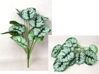 Bukiet liści MONSTERA wys. 66 cm, 12 łodyg (12 liści gruby silikon Premium 17x15 cm) zielono szare