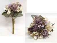 Bukiet mieszany CLEMATIS, CZOSNEK wys. 30 cm, 7 łodyg (13 kwiatów 8-7 cm) BIAŁO-FIOLETOWY