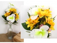 Bukiet mieszany DALIA, GLADIOLA wys. 43 cm (główka 9-11 cm) BIAŁO ŻÓŁTY