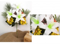 Bukiet mieszany LILIA, GERBERA wys. 58 cm (główka 11-19 cm) BIAŁO ŻÓŁTY