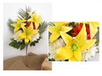 Bukiet mieszany LILIA, GERBERA wys. 58 cm (główka 11-19 cm) ŻÓŁTO POMARAŃCZOWY