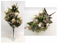 Bukiet mieszany RÓŻA CLEMATIS wys. 52 cm, 18 łodyg (9 róż 6x3 cm) - FIOLETOWO BIAŁY