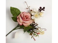 Bukiet mieszany RÓŻA, FREZJA z dodatkami 38 cm (główka 9,5 cm) RÓŻOWY