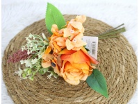 Bukiet mieszany RÓŻA, HORTENSJA wys. 32 cm, 5 łodyg w pęczku (2 kwiaty 7-6 cm) POMARAŃCZOWY