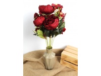 Bukiet mieszany RÓŻA, PIWONIA wys. 50 cm 11 łodyg (kwiat 4,5-9 cm) BORDOWY