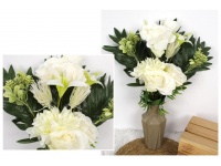 Bukiet mieszany wys. 50 cm RÓŻA (7-10cm)  DALIA (12 cm) BIAŁY