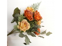 Bukiet mieszany zasuszony RÓŻA, GERBERA 30 cm 7 łodyg (7 kwiatów 4-5 cm) BRĄZOWY