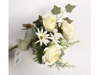 Bukiet mieszany zasuszony RÓŻA, GERBERA 30 cm 7 łodyg (7 kwiatów 4-5 cm) BIAŁY