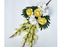 Bukiet mieszany ŻÓŁTO - BIAŁY  mieczyk, piwonia, dalia 70 cm, kwiaty 10-12 cm