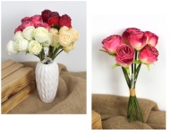 Bukiet, pęczek RÓŻA zasuszona wys. 25 cm, 7 łodyg (7 kwiatów 4x4 cm) MIX KOLOR